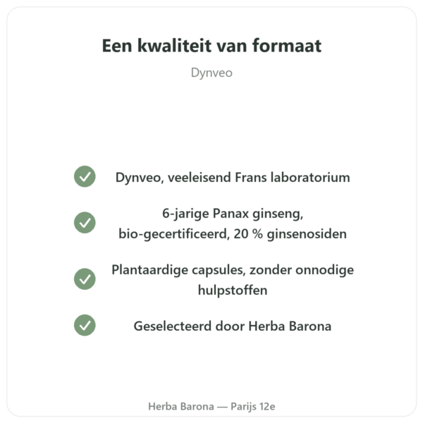 Bio Rode Ginseng – Dynveo – 20% Ginsenosiden – 200 mg – 60 caps. kwaliteit Paris Herba Barona