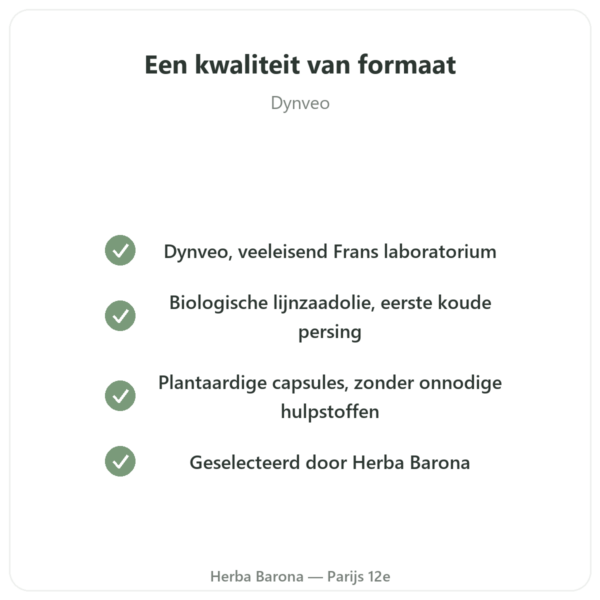 Biologische Lijnzaadolie – Dynveo – 60 capsules kwaliteit Paris Herba Barona