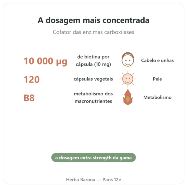 Biotina – 10 000 mcg (10 mg) – Now Foods – 120 cápsulas benefícios e dados principais Paris Herba Barona