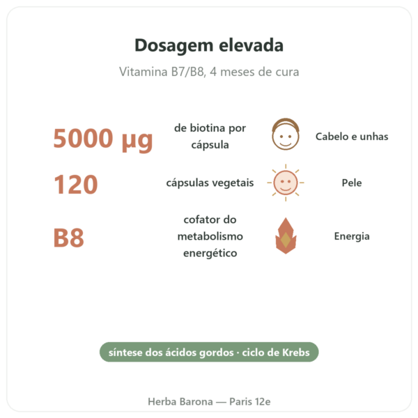 Biotina 5000 mcg – 120 Cápsulas – NOW Foods – Comprar benefícios e dados principais Paris Herba Barona