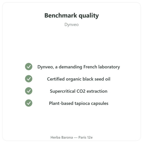 Black Seed Oil (Nigella) – Dynveo – 60 capsules quality Paris Herba Barona