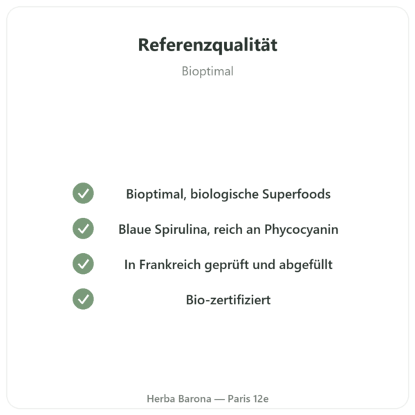 Blaue Bio-Spirulina-Pulver – 50 g – Bioptimal Qualität Paris Herba Barona