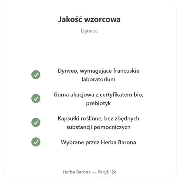 Błonnik akacjowy bio Dynveo Proszek 200 g jakość Paris Herba Barona