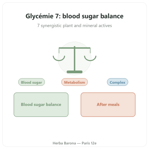 Blood Sugar Support Complex (7 Actives) – Dynveo – 60 capsules presentation Paris Herba Barona