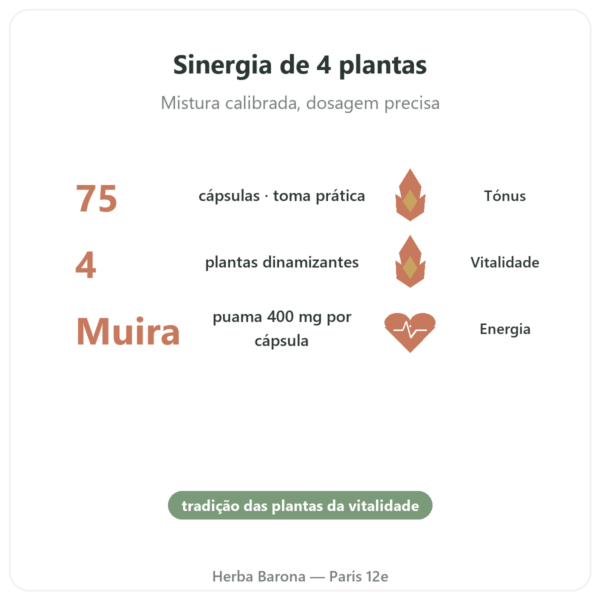 Bois Bandé – 75 Cápsulas – Afrodisíaco Natural benefícios e dados principais Paris Herba Barona