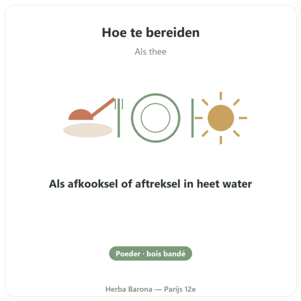 Bois Bandé poeder aphrodisiacum voor de man gebruiksaanwijzing en dosering Paris Herba Barona