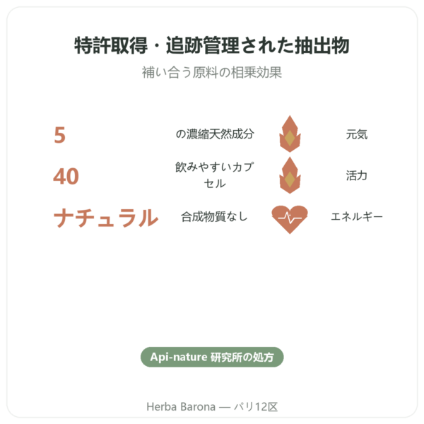 Nivel Vigueur – 40カプセル – Api-nature benefits and key facts Paris Herba Barona