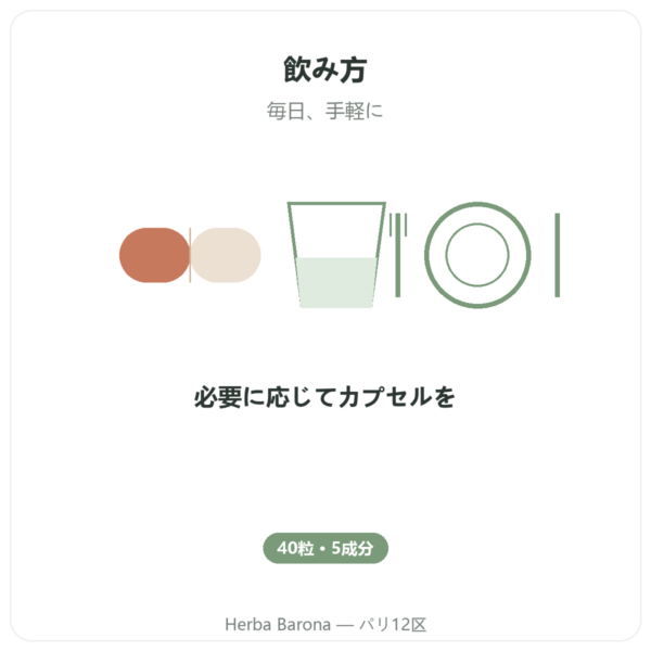 Nivel Vigueur – 40カプセル – Api-nature directions and dosage Paris Herba Barona