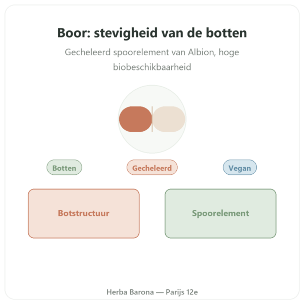 Boor 3mg 100 Plantaardige Capsules Now Foods Albion Traacs presentatie Paris Herba Barona