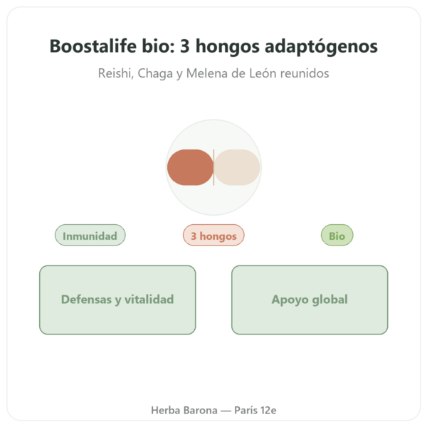 Boostalife Bio – SIHO – 60 Cápsulas (Reishi, Chaga, Hericium) presentación Paris Herba Barona