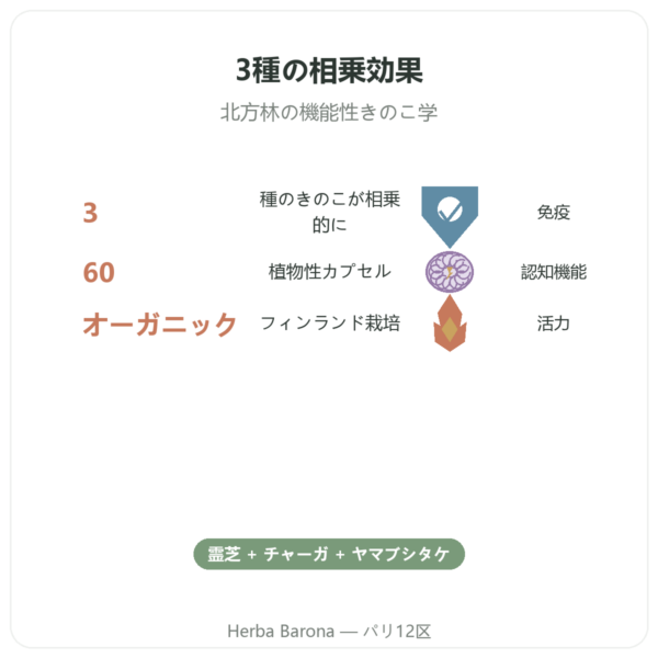 Boostalife ビオ – SIHO 60カプセル（レイシ、チャーガ、ヤマブシタケ） benefits and key facts Paris Herba Barona