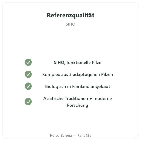 Boostalife Bio – SIHO – 60 Kapseln (Reishi, Chaga, Hericium) Qualität Paris Herba Barona