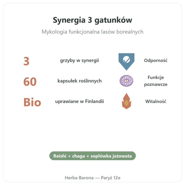 Boostalife Bio – SIHO 60 kapsułek (Reishi, Chaga, Soplówka jeżowata) korzyści i najważniejsze fakty Paris Herba Barona