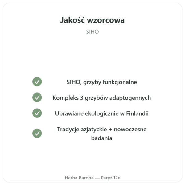 Boostalife Bio – SIHO 60 kapsułek (Reishi, Chaga, Soplówka jeżowata) jakość Paris Herba Barona