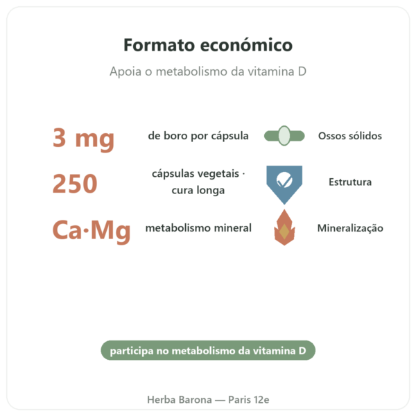 Boro 3 mg – NOW Foods – 250 cápsulas vegetais benefícios e dados principais Paris Herba Barona