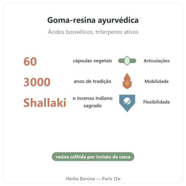 Boswellia – Ayur-vana – 60 cápsulas benefícios e dados principais Paris Herba Barona