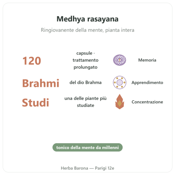 Brahmi (Bacopa Monnieri) – Ayur-vana – 120 capsule benefici e dati chiave Paris Herba Barona