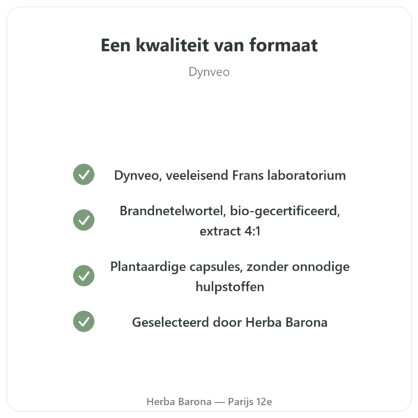 Brandnetelwortel Bio – Dynveo – Extract 4:1 – 60 capsules kwaliteit Paris Herba Barona