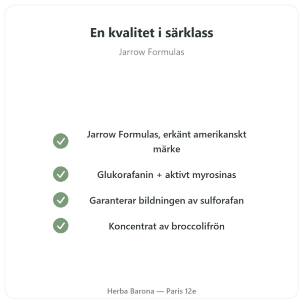 Broccomax Sulforafan Broccoliextrakt Jarrow Formulas – 60 kapslar kvalitet Paris Herba Barona