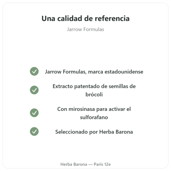 BroccoMax Sulforafano – Extracto de Brócoli – Jarrow Formulas – 120 Cápsulas calidad Paris Herba Barona