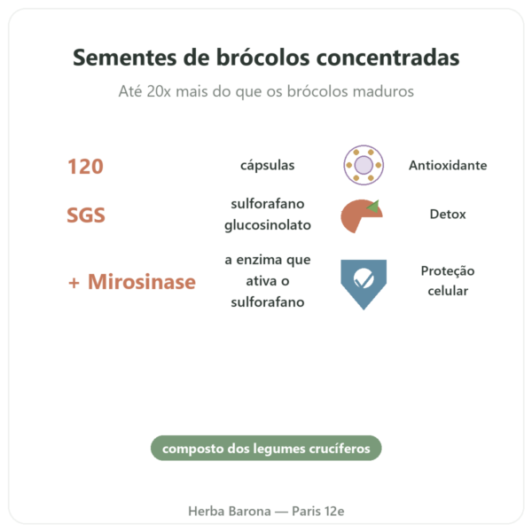 Broccomax Sulforafano – Extrato de Brócolos – Jarrow Formulas – 120 Cápsulas benefícios e dados principais Paris Herba Barona