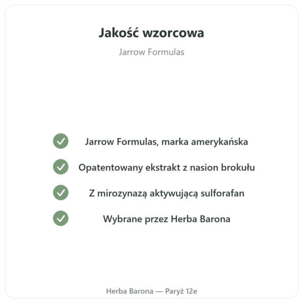 Broccomax Sulforan Ekstrakt z Brokulow Jarrow Formulas - 120 kapsulek jakość Paris Herba Barona
