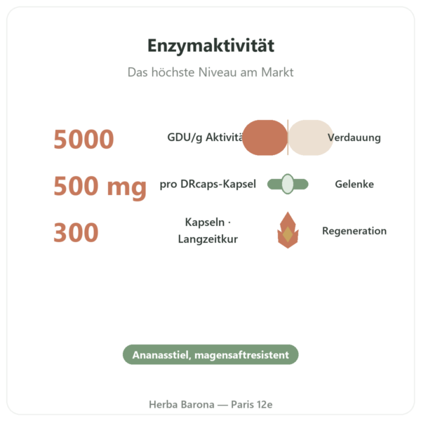 Bromelain 5000 GDU – Dynveo – 500 mg – 300 Kapseln Vorteile und Fakten Paris Herba Barona