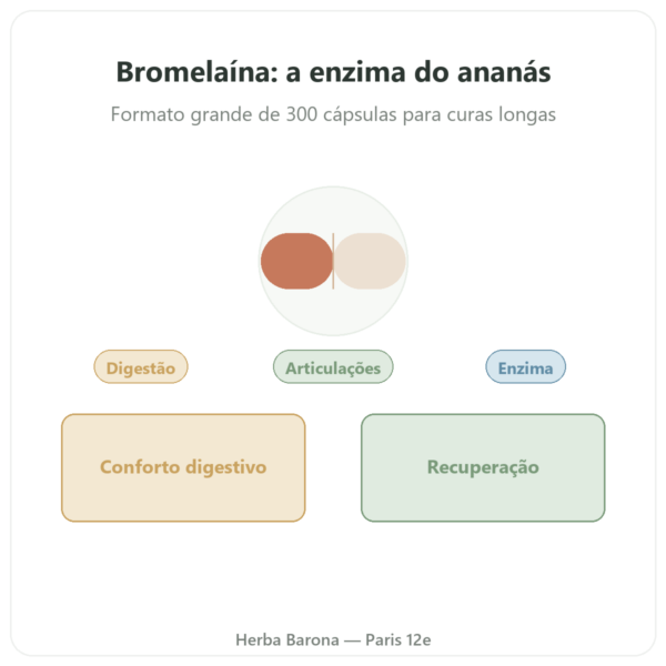 Bromelaína Dynveo 300 Cápsulas 500mg apresentação Paris Herba Barona