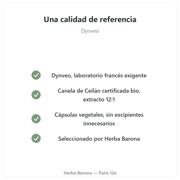 Canela de Ceilán – 50% polifenoles – Dynveo – 500mg / 60 cápsulas calidad Paris Herba Barona