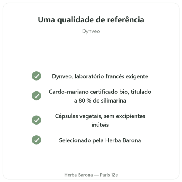 Cardo Mariano bio Dynveo 60 cápsulas 200mg qualidade Paris Herba Barona