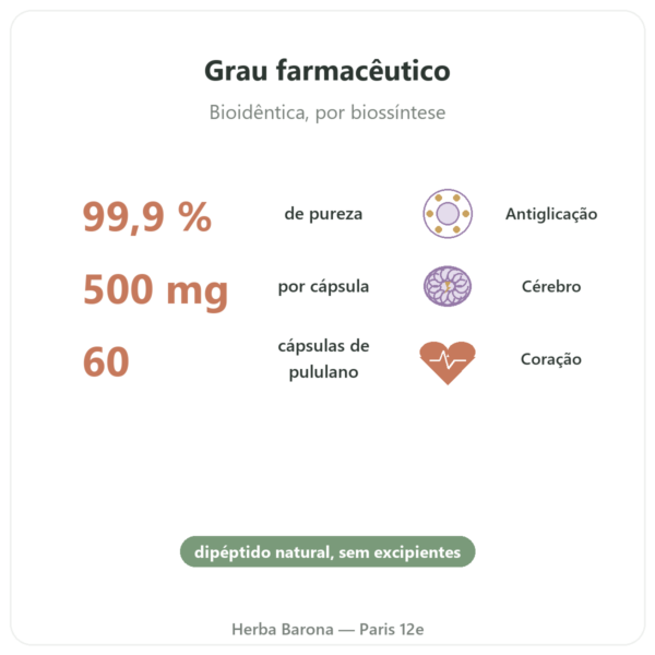 Carnosina 500 mg 60 cápsulas DYNVEO benefícios e dados principais Paris Herba Barona