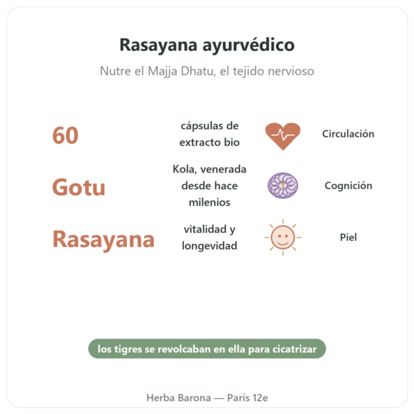 Centella Asiática Bio (Gotu Kola) – Ayur-vana – 60 Cápsulas beneficios y datos clave Paris Herba Barona
