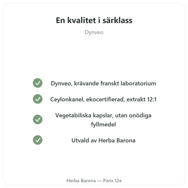 Ceylonkanel – 50 % polyfenoler – Dynveo – 500 mg / 60 kapslar kvalitet Paris Herba Barona