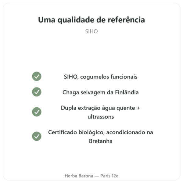 Chaga Bio – SIHO 60 cápsulas qualidade Paris Herba Barona