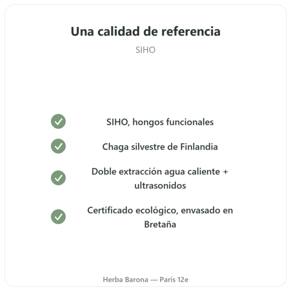 Chaga Bio – SIHO – 60 Cápsulas calidad Paris Herba Barona