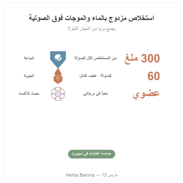 تشاغا عضوي – SIHO – 60 كبسولة الفوائد والمعطيات الرئيسية Paris Herba Barona