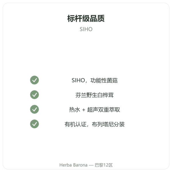 有机白桦茸(Chaga)– SIHO 60粒胶囊 品质保证 Paris Herba Barona