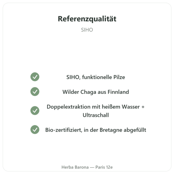 Chaga Bio – SIHO – 60 Kapseln Qualität Paris Herba Barona