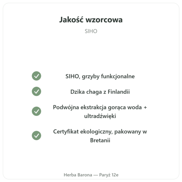 Chaga Bio – SIHO 60 kapsułek jakość Paris Herba Barona