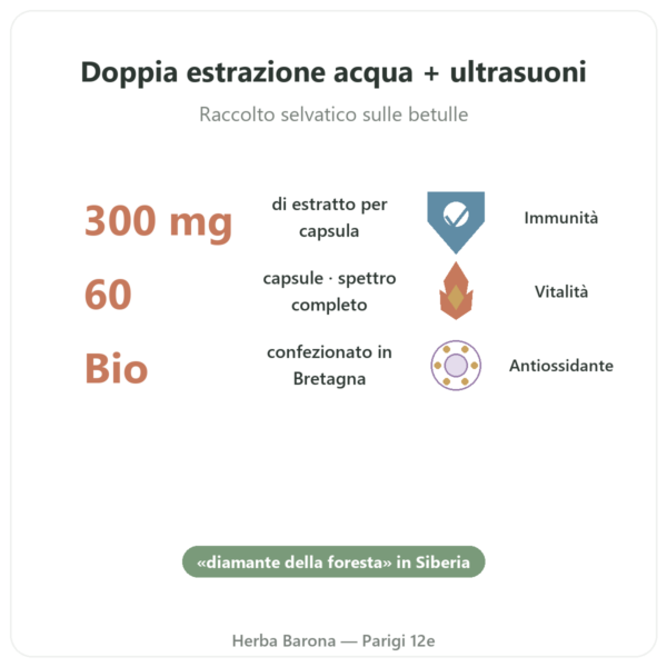 Chaga Bio – SIHO 60 capsule benefici e dati chiave Paris Herba Barona