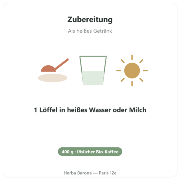Chi Café BIO löslich Dr. Jacob's 400 g Anwendung und Dosierung Paris Herba Barona
