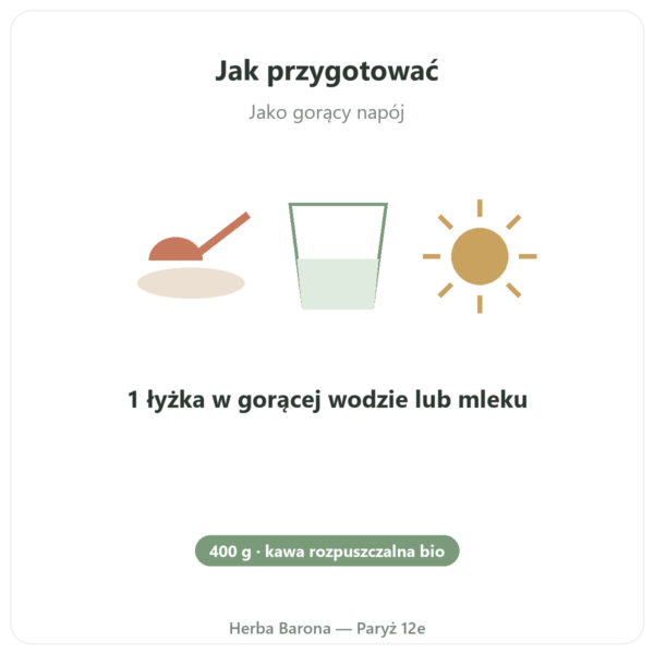 Chi Café BIO Rozpuszczalna Dr Jacob's 400 g sposób użycia i dawkowanie Paris Herba Barona