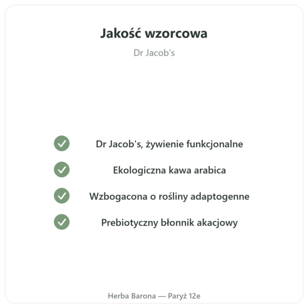 Chi Café BIO Rozpuszczalna Dr Jacob's 400 g jakość Paris Herba Barona