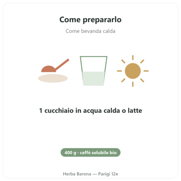 Chi Caffè BIO Solubile Dr Jacob's 400 g modo d'uso e dosaggio Paris Herba Barona