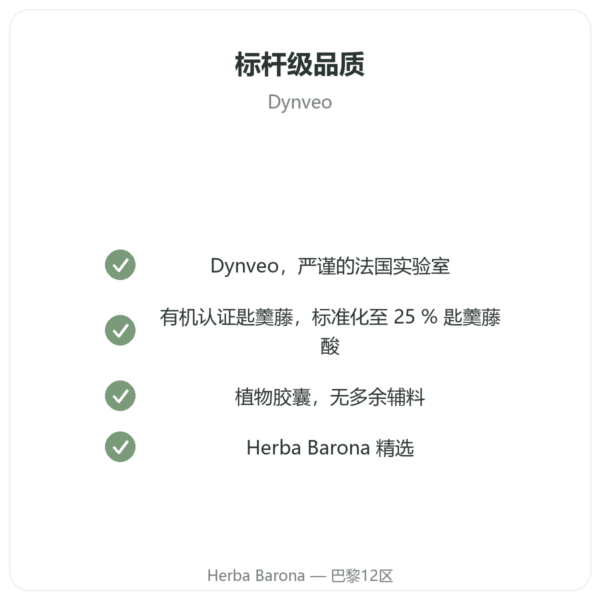 有机匙羹藤 Dynveo 90 粒胶囊 250 mg 匙羹藤酸 25% 品质保证 Paris Herba Barona