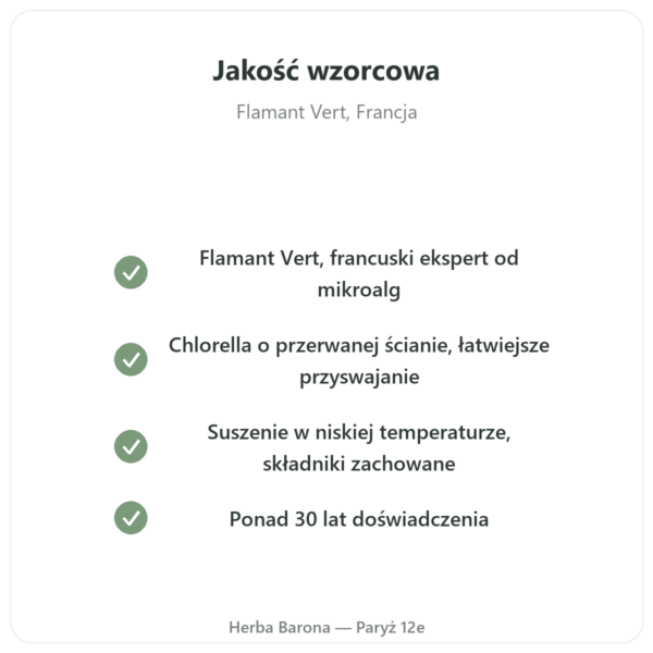 Chlorella – Flamant Vert – 180 tabletek jakość Paris Herba Barona