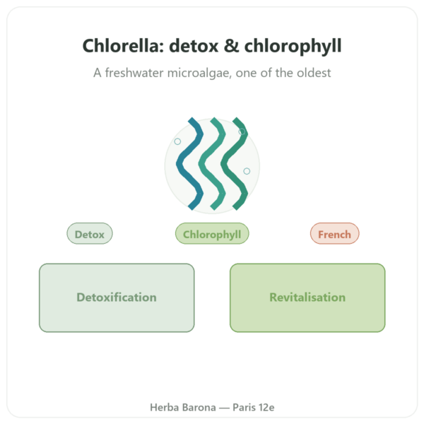 Chlorella – Flamant Vert – 180 tablets presentation Paris Herba Barona