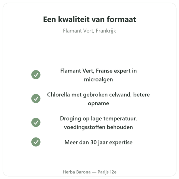 Chlorella – Flamant vert – 180 tabletten kwaliteit Paris Herba Barona