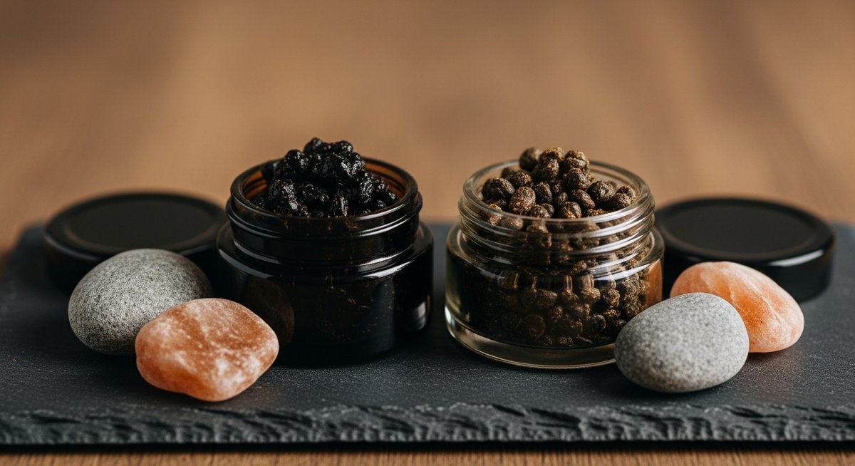 Karşılaştırılan iki shilajit reçinesi, Himalaya taşları, Herba Barona Paris 12. bölge