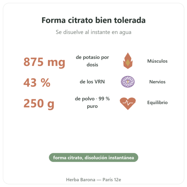 Citrato de Potasio en polvo – Dynveo – 250 g beneficios y datos clave Paris Herba Barona